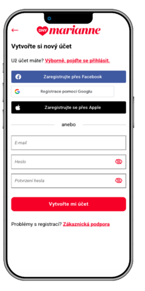 iOS registrace